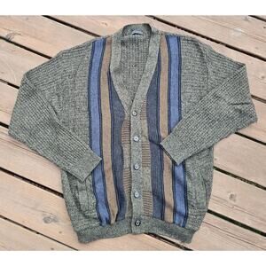 Vintage Cooper Cardigan Mens Sz Large Stripe Grandpa